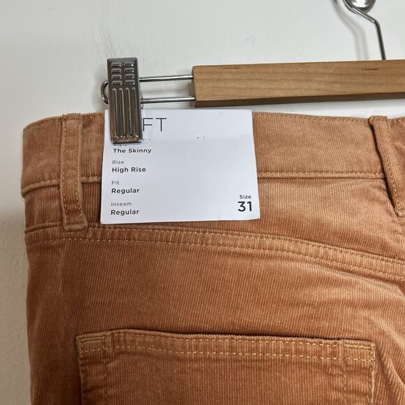LOFT Skinny High Rise Corduroy Pants Brown Womens Size 31 12 Tan Academia - Picture 5 of 7
